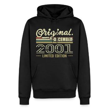 Décembre 2001 anniversaire Décembre 2001 Décembre - Sweat à capuche Premium bio Homme - noir - Devant - Nico (187cm)