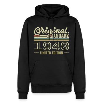 Januar 1948 Geburtstag Januar 1948 Geschenk 1948 - Männer Premium Bio Hoodie - Schwarz - Vorne - Nico (187cm)