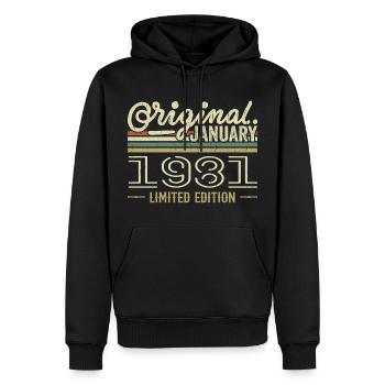 Januar 1981 Geburtstag Januar 1981 Geschenk 1981 - Männer Premium Bio Hoodie - Schwarz - Vorne - Nico (187cm)