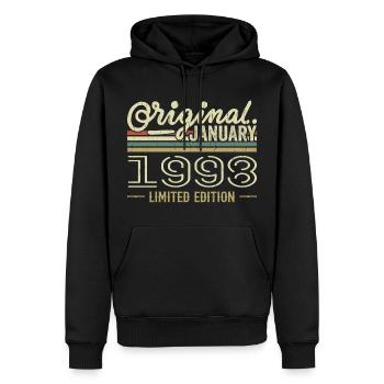 Janvier 1998 anniversaire Janvier 1998 cadeau 1998 - Sweat à capuche Premium bio Homme - noir - Devant - Nico (187cm)