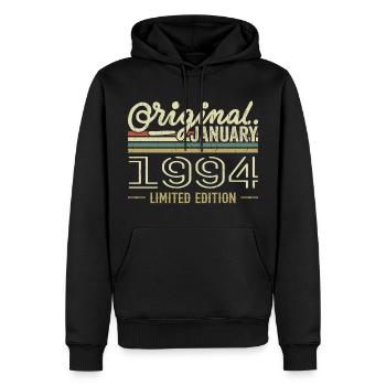 Januar 1994 Geburtstag Januar 1994 Geschenk 1994 - Männer Premium Bio Hoodie - Schwarz - Vorne - Nico (187cm)