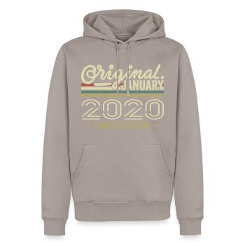 January 2020 Birthday January 2020 Gift 2020 - Men’s Premium Organic Hoodie - taupe - Front - Nico (187cm)