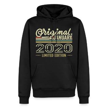 Janvier 2020 anniversaire Janvier 2020 cadeau 2020 - Sweat à capuche Premium bio Homme - noir - Devant - Nico (187cm)