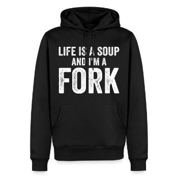 Life Is A Soup And I'm A Fork Tees | Funny - Sweat à capuche Premium bio Homme - noir - Devant - Nico (187cm)