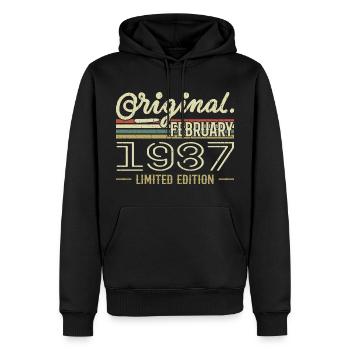 February 1987 Gift - February 1987 Birthday - Men’s Premium Organic Hoodie - black - Front - Nico (187cm)
