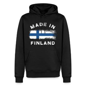 Made in Finland - Finnland Flagge - Männer Premium Bio Hoodie - Schwarz - Vorne - Nico (187cm)