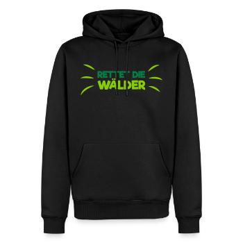 Rettet die Wälder! - Männer Premium Bio Hoodie - Schwarz - Vorne - Nico (187cm)