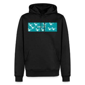 ONE LIFE - Sweat à capuche Premium bio Homme - noir - Devant - Nico (187cm)
