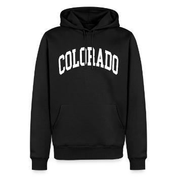 Colorado - Männer Premium Bio Hoodie - Schwarz - Vorne - Nico (187cm)