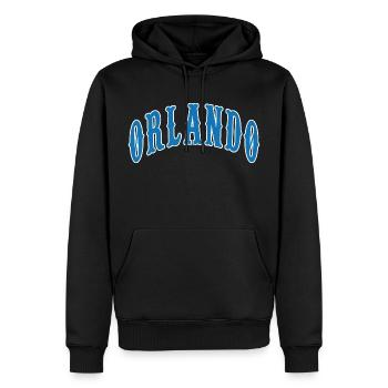Orlando - Männer Premium Bio Hoodie - Schwarz - Vorne - Nico (187cm)
