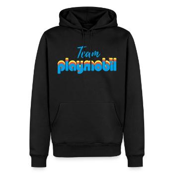 Playmobil Logo Team - Men’s Premium Organic Hoodie - black - Front - Nico (187cm)