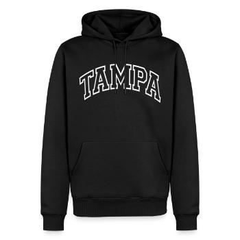 Tampa - Männer Premium Bio Hoodie - Schwarz - Vorne - Nico (187cm)