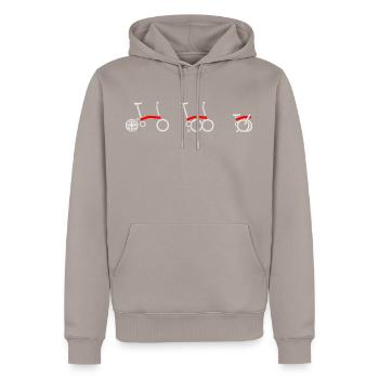CHAINSTORY x Brompton-Sonderausgabe - Männer Premium Bio Hoodie - Taupe - Vorne - Nico (187cm)