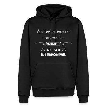Vacance en cours de chargement. T-shirt vacances - Sweat à capuche Premium bio Homme - noir - Devant - Nico (187cm)