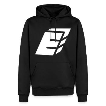 Lettre E du résumé - Sweat à capuche Premium bio Homme - noir - Devant - Nico (187cm)
