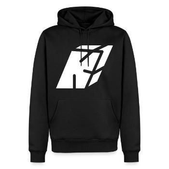 Résumé K lettre - Sweat à capuche Premium bio Homme - noir - Devant - Nico (187cm)