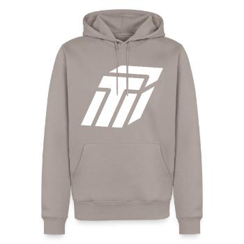 Abstract t letter - Men’s Premium Organic Hoodie - taupe - Front - Nico (187cm)