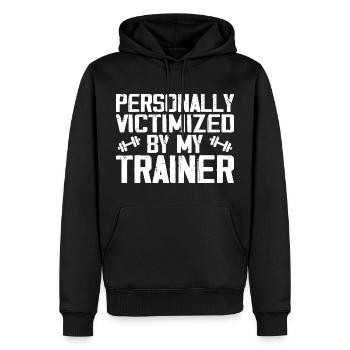 Personally Victimized By My Trainer, Funny Fitness - Sweat à capuche Premium bio Homme - noir - Devant - Nico (187cm)