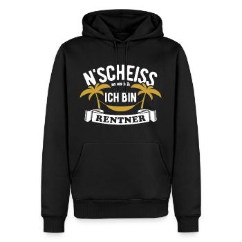 N' Scheiss muss ich, ich bin Rentner - Spruch - Männer Premium Bio Hoodie - Schwarz - Vorne - Nico (187cm)