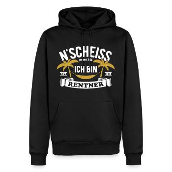 N' Scheiss muss ich, ich bin Rentner 2025 Spruch - Männer Premium Bio Hoodie - Schwarz - Vorne - Nico (187cm)
