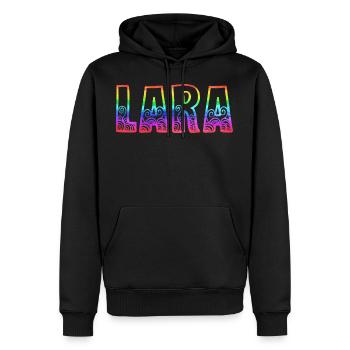 lara rs arc-en-ciel - Sweat à capuche Premium bio Homme - noir - Devant - Nico (187cm)