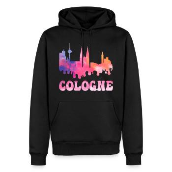 Köln Cologne Deutschland Stadt Skyline Splash Bunt - Männer Premium Bio Hoodie - Schwarz - Vorne - Nico (187cm)