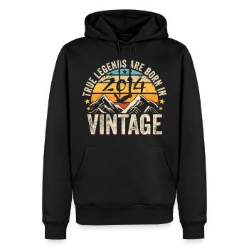 Millésime 2014 Vintage 2014 Cadeau D'anniversaire - Sweat à capuche Premium bio Homme - noir - Devant - Nico (187cm)