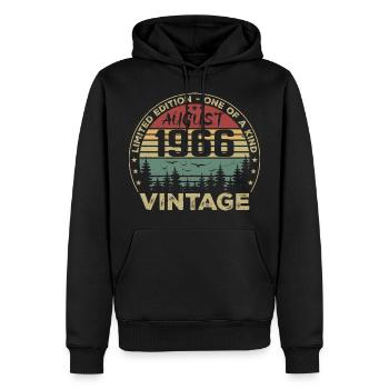 Vintage 1966 Millésime Août 1966 August 1966 Août - Sweat à capuche Premium bio Homme - noir - Devant - Nico (187cm)