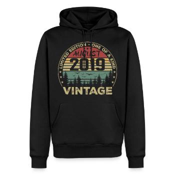 Vintage 2019 Millésime Août 2019 August 2019 Août - Men’s Premium Organic Hoodie - black - Front - Nico (187cm)