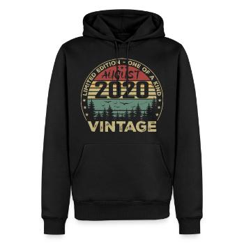Jahrgang 2020 Millésime Août 2020 August 2020 Août - Männer Premium Bio Hoodie - Schwarz - Vorne - Nico (187cm)