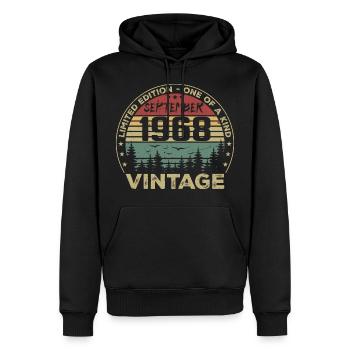 Septembre 1968 Vintage Cadeau D'anniversaire 1968 - Sweat à capuche Premium bio Homme - noir - Devant - Nico (187cm)