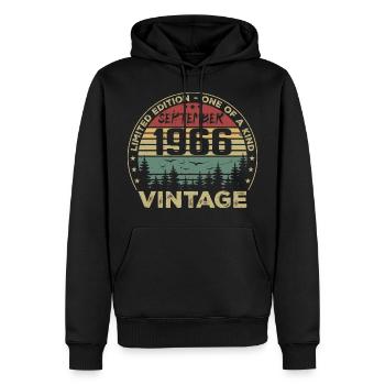 September 1966 Vintage Birthday Gift 1966 - Men’s Premium Organic Hoodie - black - Front - Nico (187cm)