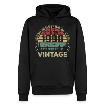 Septembre 1990 Vintage Cadeau D'anniversaire 1990 - Sweat à capuche Premium bio Homme - noir - Devant - Nico (187cm)