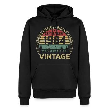 September 1984 Vintage Birthday Gift 1984 - Men’s Premium Organic Hoodie - black - Front - Nico (187cm)