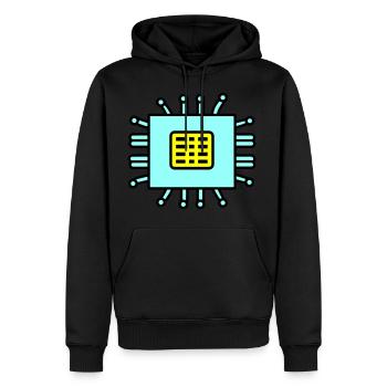 Digital Computer Chip Icon - Männer Premium Bio Hoodie - Schwarz - Vorne - Nico (187cm)