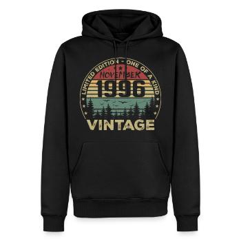 November 1996 Vintage Geschenk - Geboren im November 1996 - Männer Premium Bio Hoodie - Schwarz - Vorne - Nico (187cm)