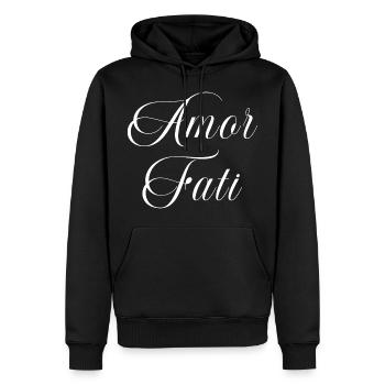 Amor Fati - Sweat à capuche Premium bio Homme - noir - Devant - Nico (187cm)