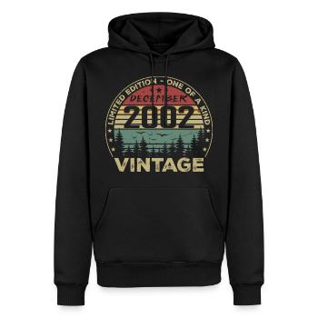 Cadeau D'anniversaire Décembre 2002 Vintage Rétro - Sweat à capuche Premium bio Homme - noir - Devant - Nico (187cm)