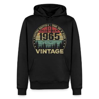 Cadeau D'anniversaire Décembre 1965 Vintage Rétro - Sweat à capuche Premium bio Homme - noir - Devant - Nico (187cm)