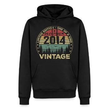 Cadeau D'anniversaire Décembre 2014 Vintage Rétro - Sweat à capuche Premium bio Homme - noir - Devant - Nico (187cm)