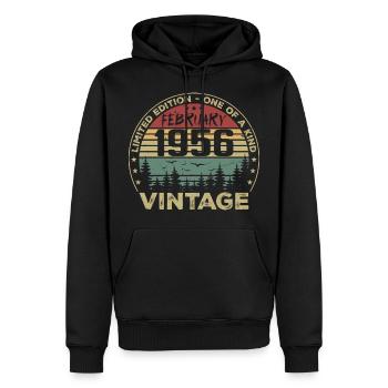 Cadeau Vintage Février 1956 Rétro Février 1956 - Sweat à capuche Premium bio Homme - noir - Devant - Nico (187cm)