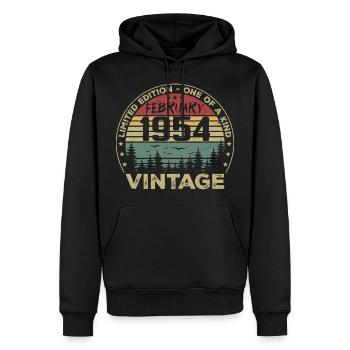 Vintage February 1954 Retro February 1954 Gift - Men’s Premium Organic Hoodie - black - Front - Nico (187cm)