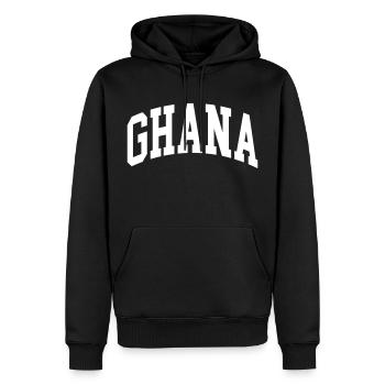 Ghana - Männer Premium Bio Hoodie - Schwarz - Vorne - Nico (187cm)
