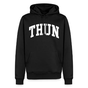 Thun - Männer Premium Bio Hoodie - Schwarz - Vorne - Nico (187cm)