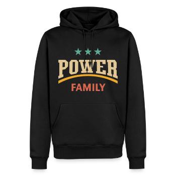 Famille Power (Famille / Père / Mère / 4C) - Sweat à capuche Premium bio Homme - noir - Devant - Nico (187cm)