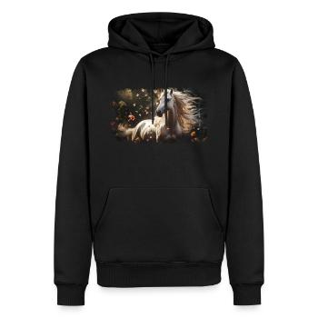 Cavalier d’équitation - Sweat à capuche Premium bio Homme - noir - Devant - Nico (187cm)