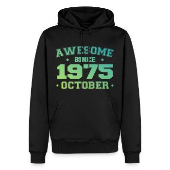Oktober 1975 - Oktober 1975 Geburtstagsgeschenk - Männer Premium Bio Hoodie - Schwarz - Vorne - Nico (187cm)