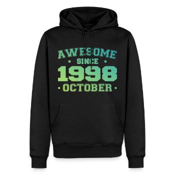 Octobre 1998 - Cadeau Anniversaire Octobre 1998 - Sweat à capuche Premium bio Homme - noir - Devant - Nico (187cm)