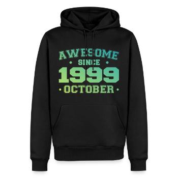 Octobre 1999 - Cadeau Anniversaire Octobre 1999 - Sweat à capuche Premium bio Homme - noir - Devant - Nico (187cm)