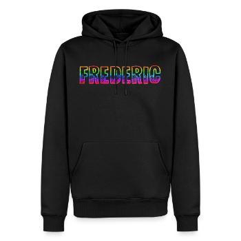 frederic rs arc-en-ciel - Sweat à capuche Premium bio Homme - noir - Devant - Nico (187cm)